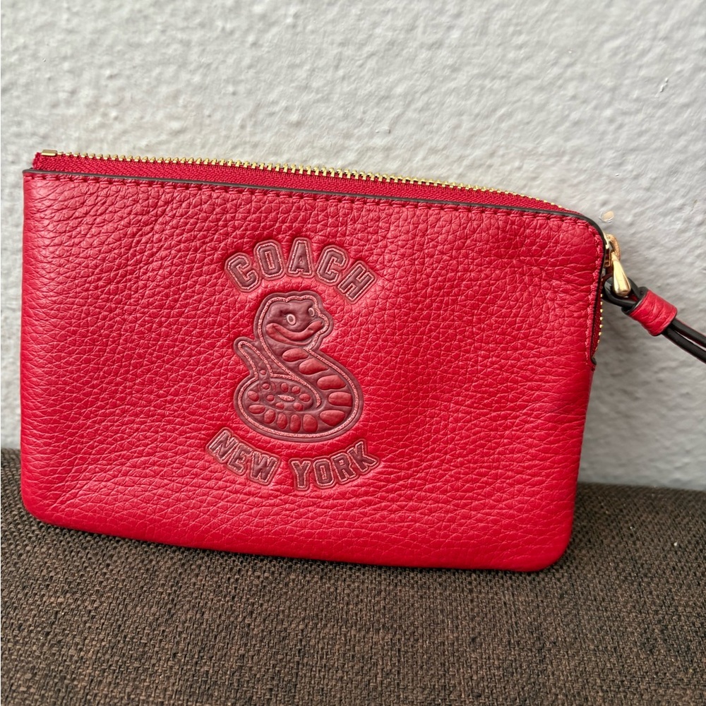 Coach Red Pebbled Leather Clutch